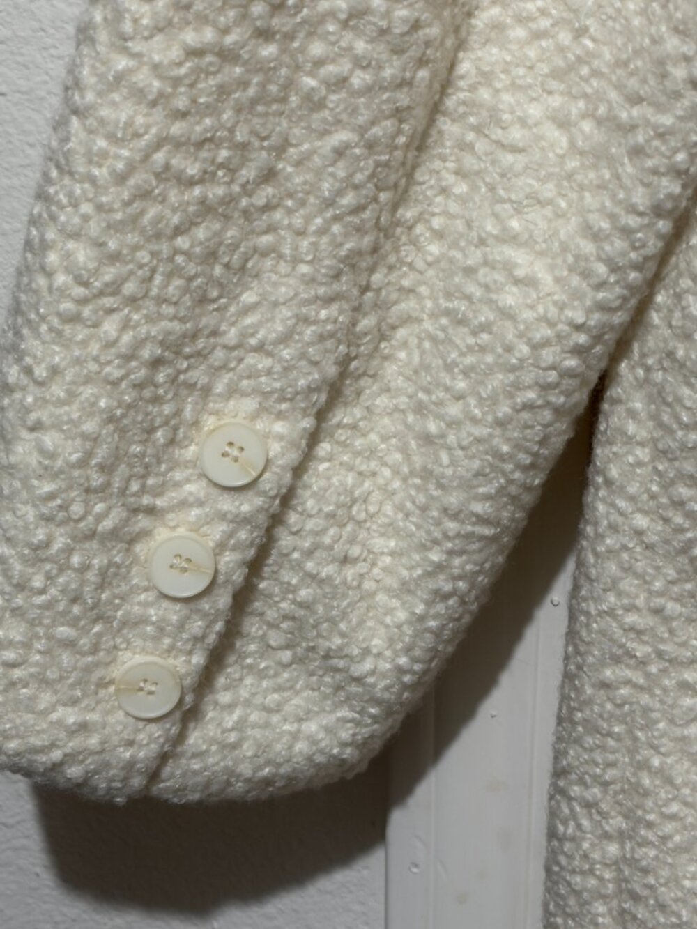 NWT VICI Collection Cream Double Breasted Teddy Bouclé Longline Trench Coat L - Picture 6 of 16